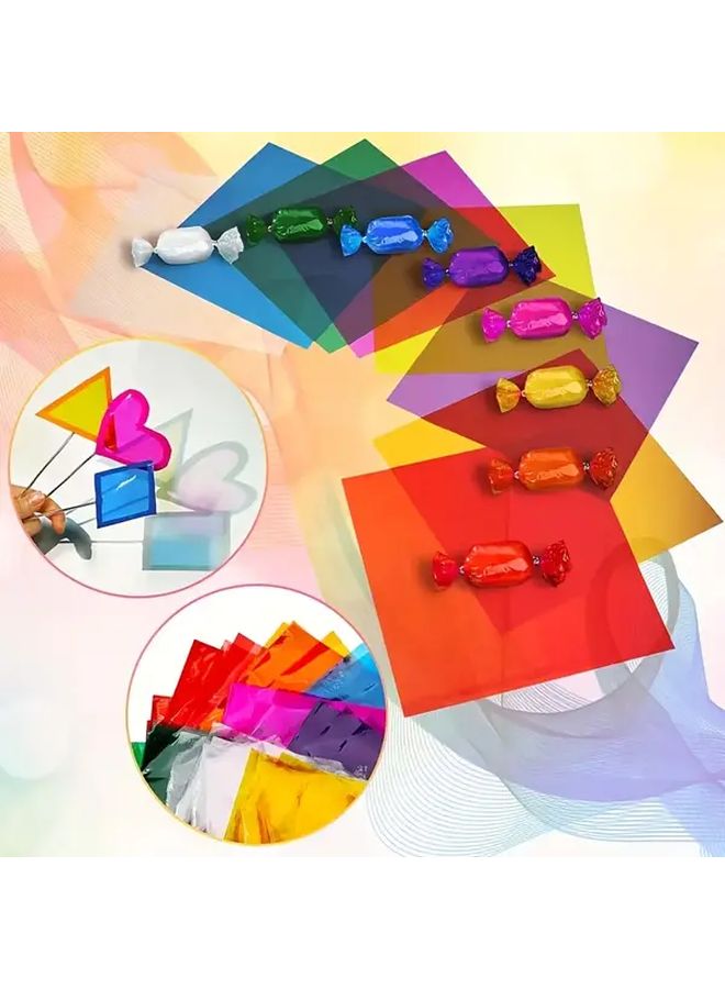 Mix Colors Transparent Film Paper 80 Sheets 7 5x7 5 Inches For DIY Crafts Gift Wrapping Eid Decorations - Image 2